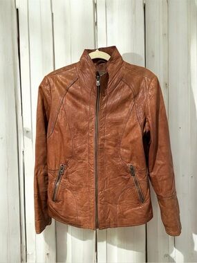 Andrew Marc Cognac Leather Jacket – Women’s Medium – Timeless Classic